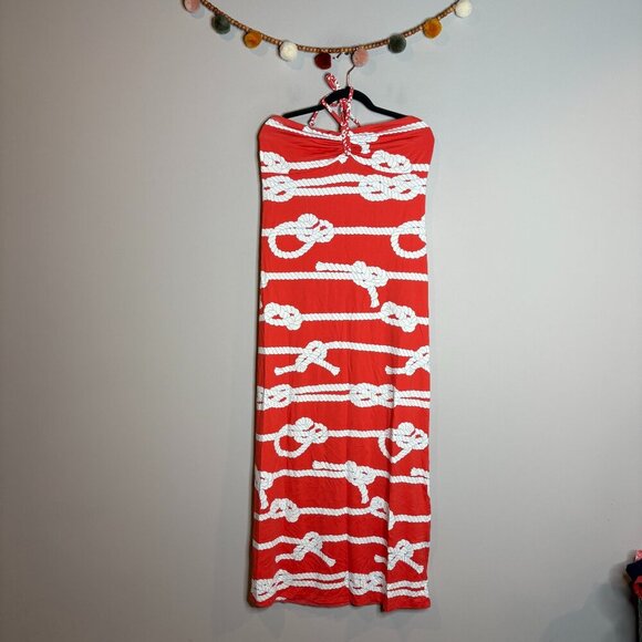 J. McLaughlin nautical rope halter bandeau maxi dress - Picture 2 of 5